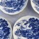 5 hollow plates / earthenware soup Gien Enoch Wedgwood style blue iron earth - vintage model