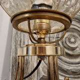 Table lamp, tripod, golden brass, vintage, 50s