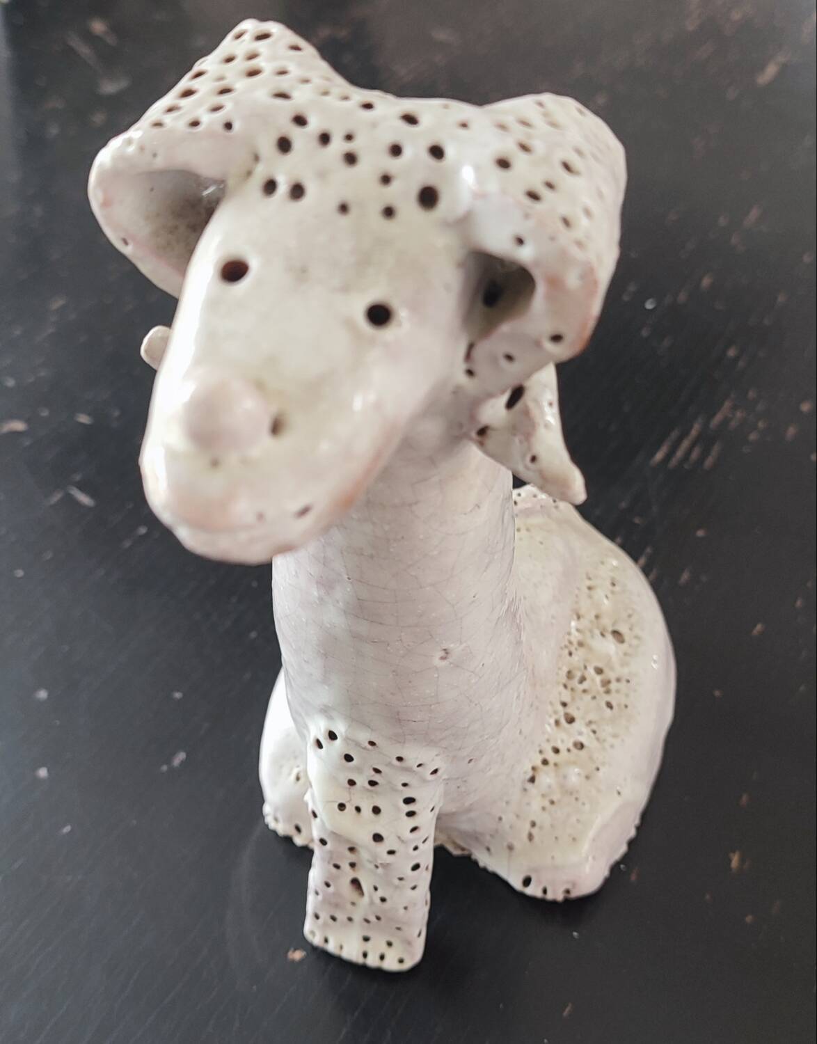 Antique zoomorphic sculpture in glazed terracotta