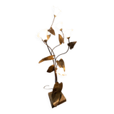 Golden brass floral floor lamp