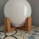 Table lamp in opaline and vintage wood