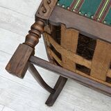 1950s, Danish 2-seater sofa, green furniture wool, oak wood.