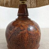 Vintage varnished stoneware lamp and jute rope