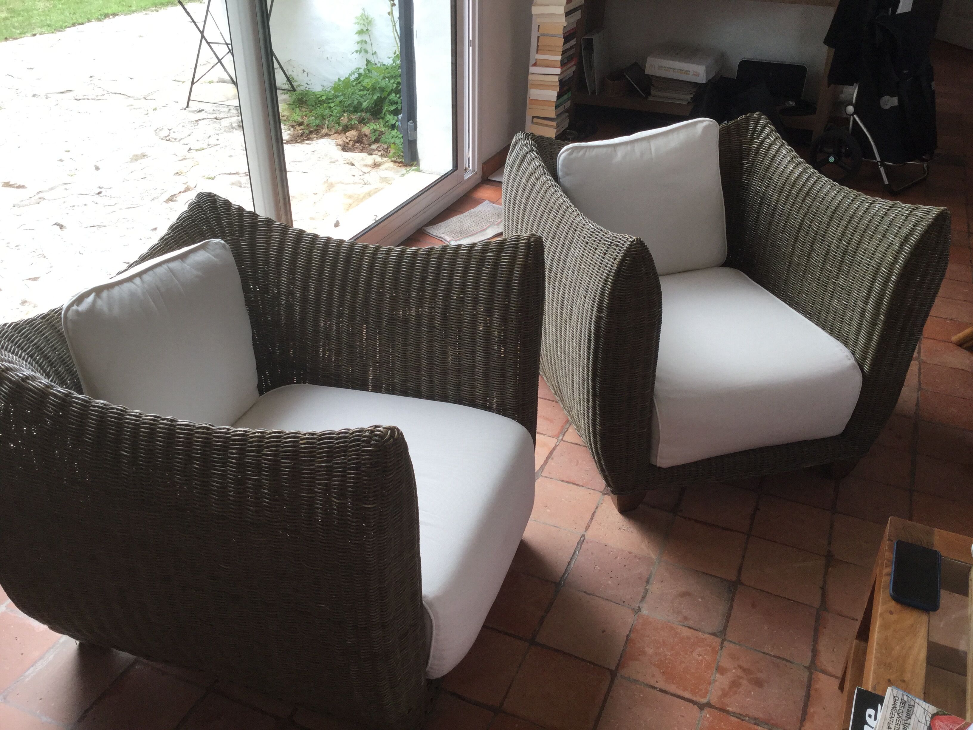 Rattan armchairs