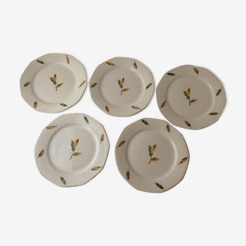 Set of 5 old dessert plates Digoin Sarreguemines