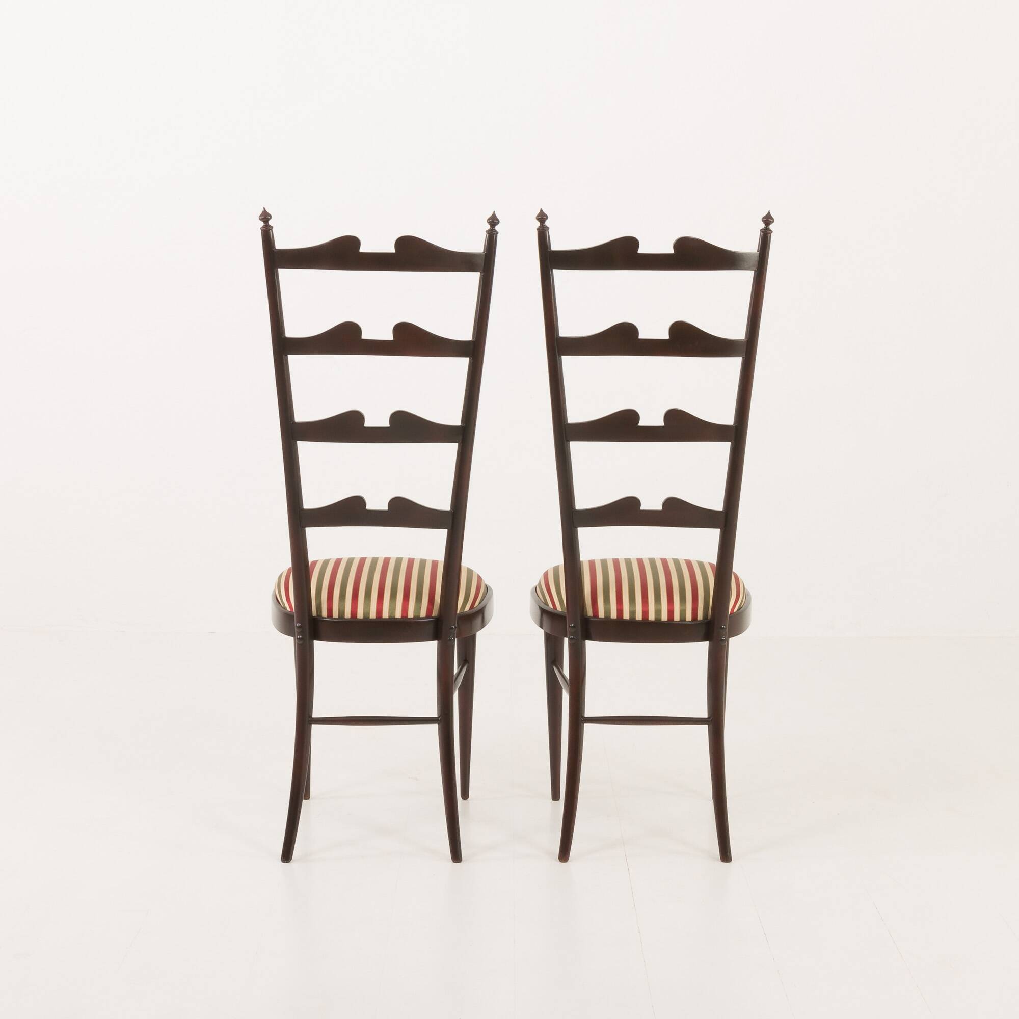 Set of two high ladder back Chiavari chairs attr. to Paolo Buffa, Italy