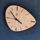 Vintage formica clock silent asymmetrical wall pendulum "Japy wood"