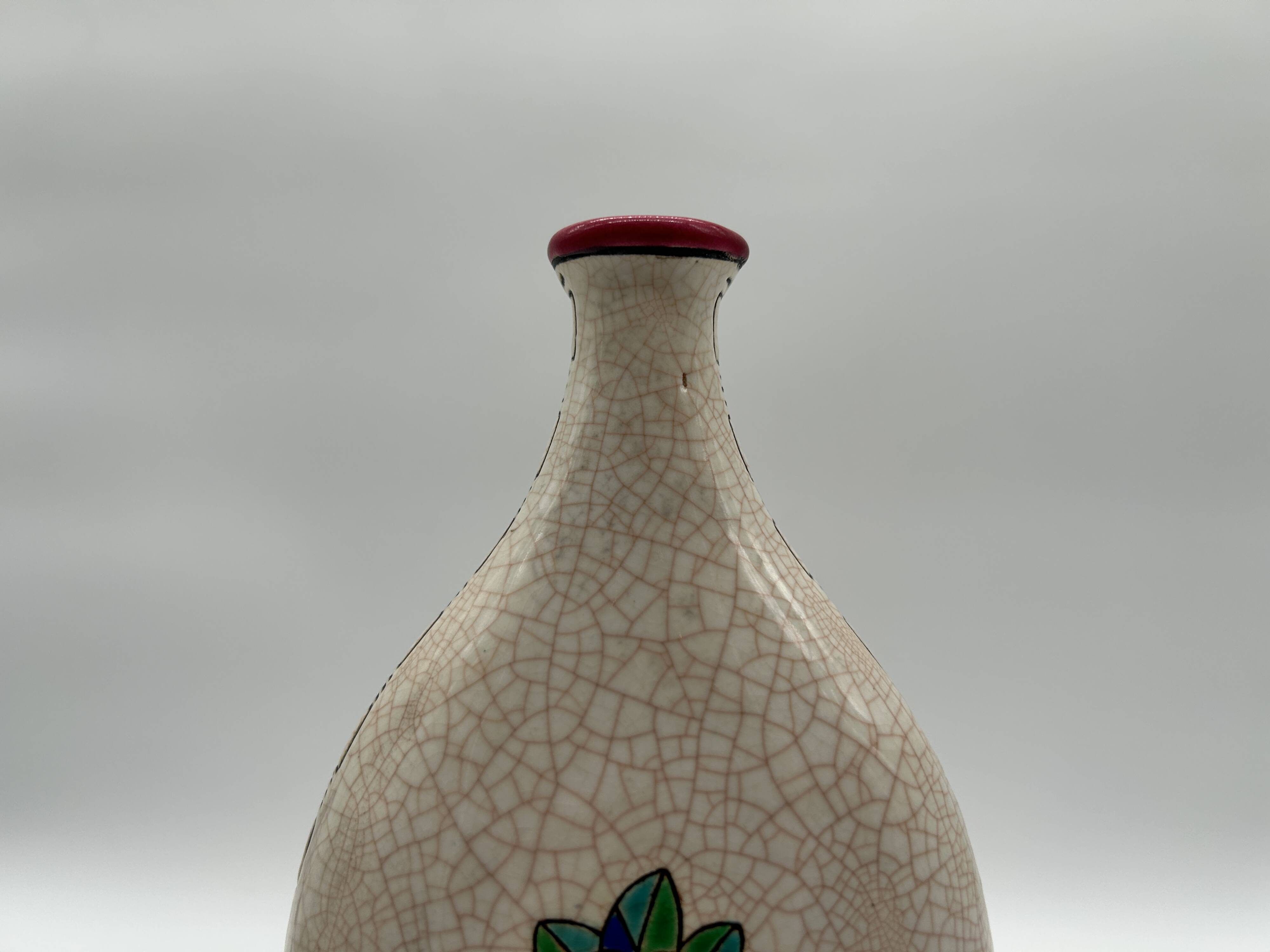 Vase art deco en émaux de longwy