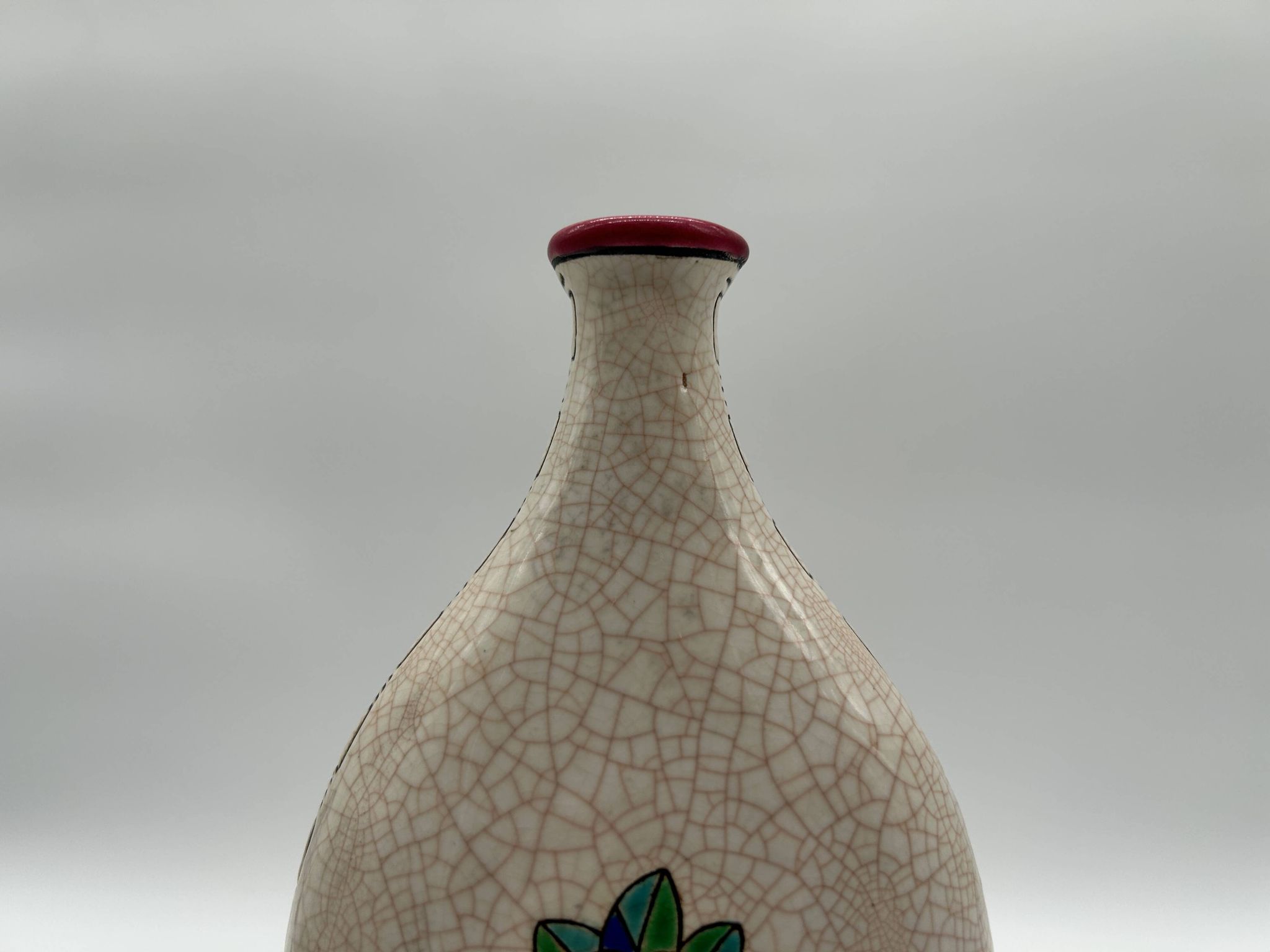 Art deco vase in longwy enamels