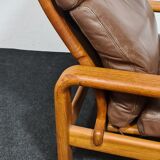 Brown leather Danish design arm chair by I Olsen&son Mobelfabrik