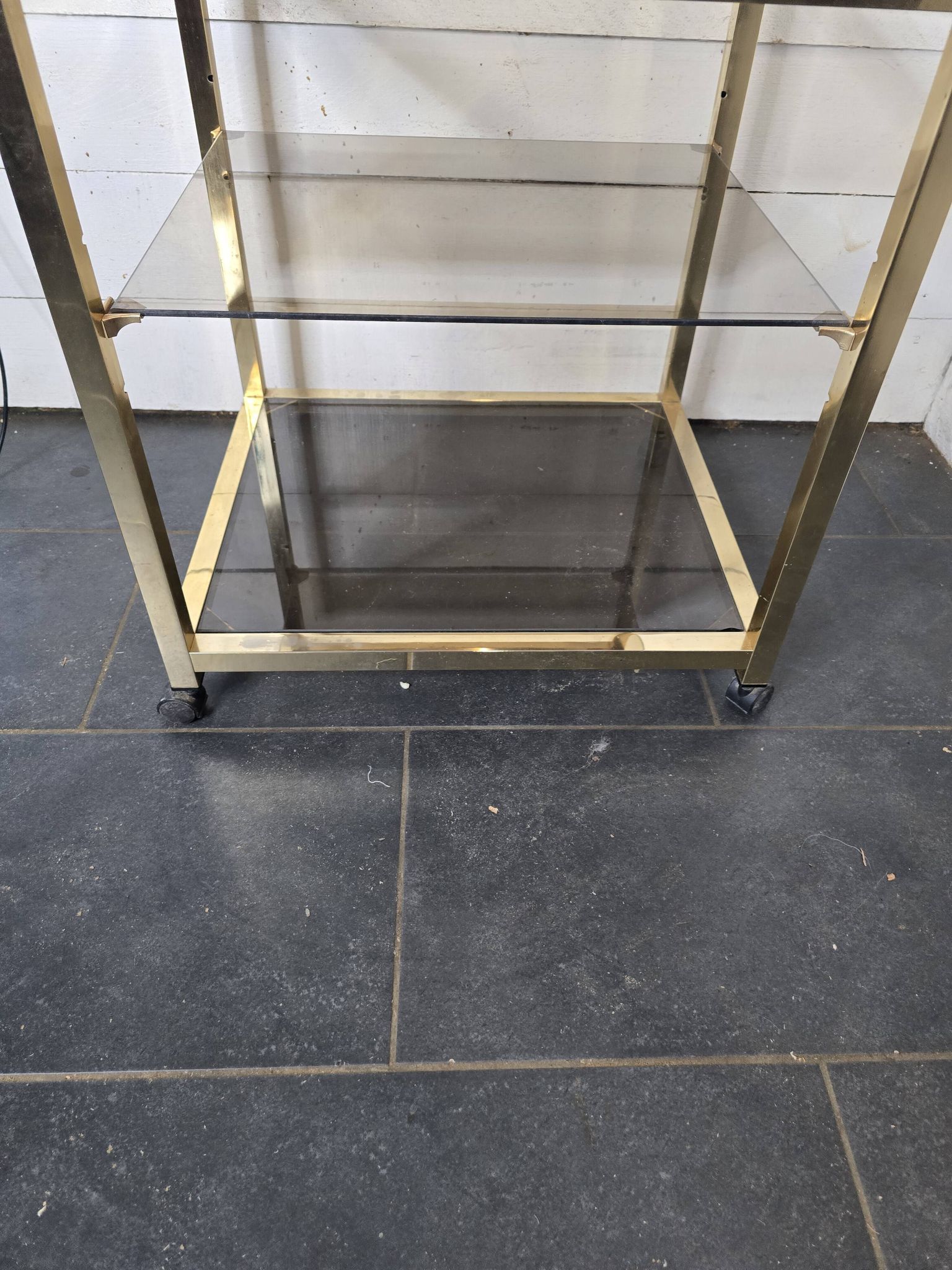 Brass and smoked glass side table from the 70s