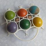Vintage Jura multicoloured wooden petanque