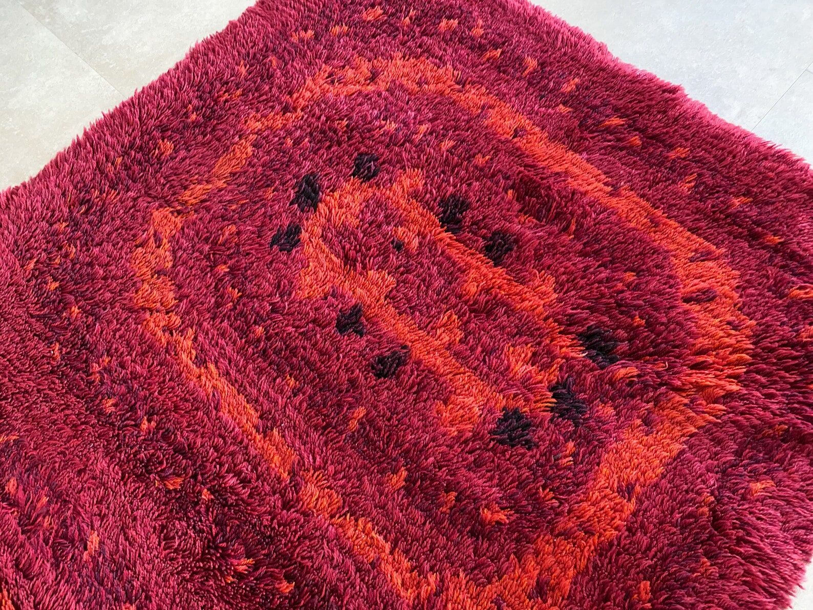 Mid century rya rug / carpet scandinavian design, vintage