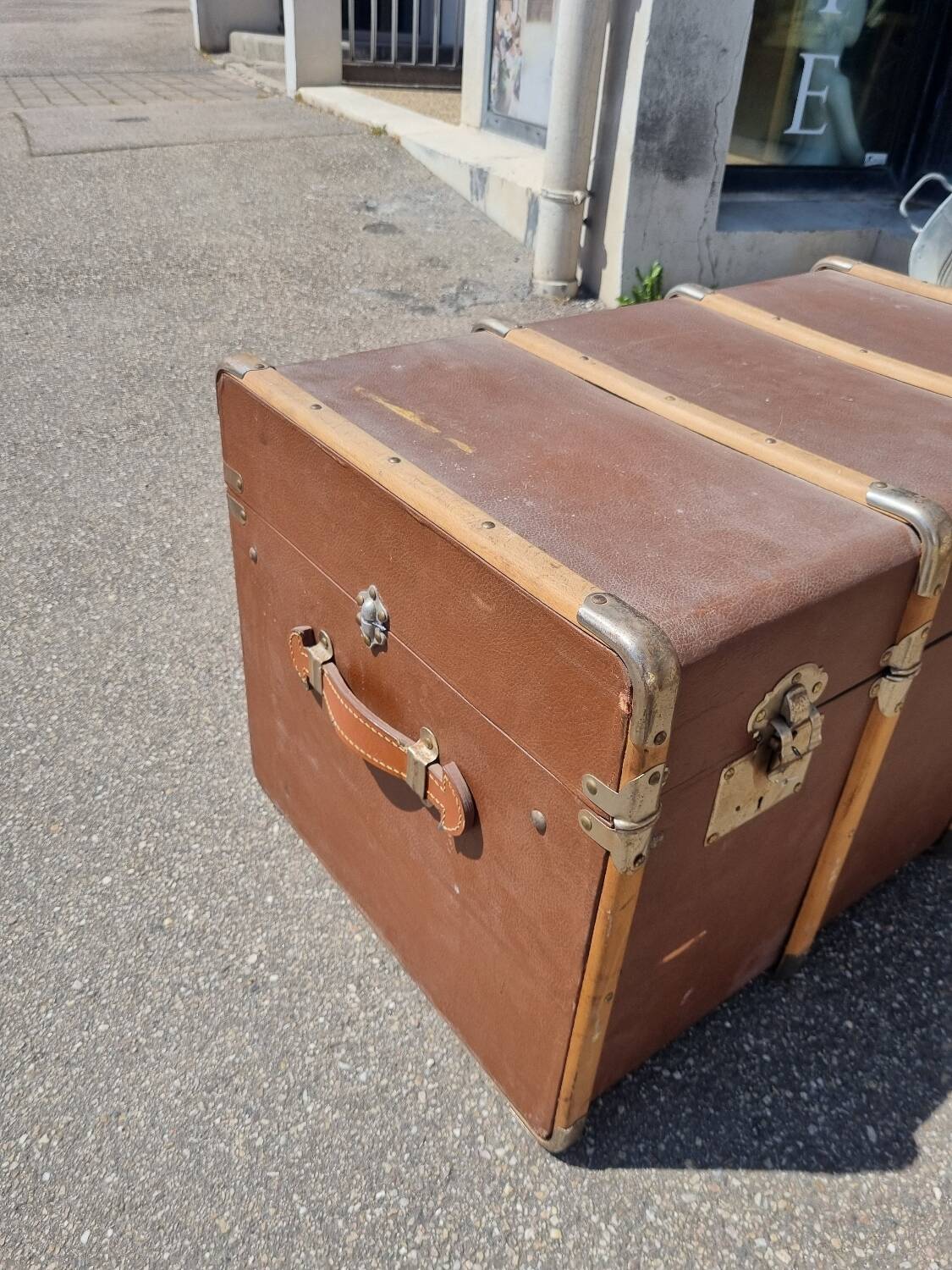 Old antique travel trunk