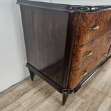 Grand buffet Art Déco en ronce d'acajou avec incrustations d'érable