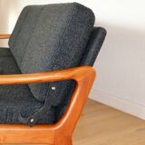 Canapé pliable danois vintage noir bouclé, années 1970