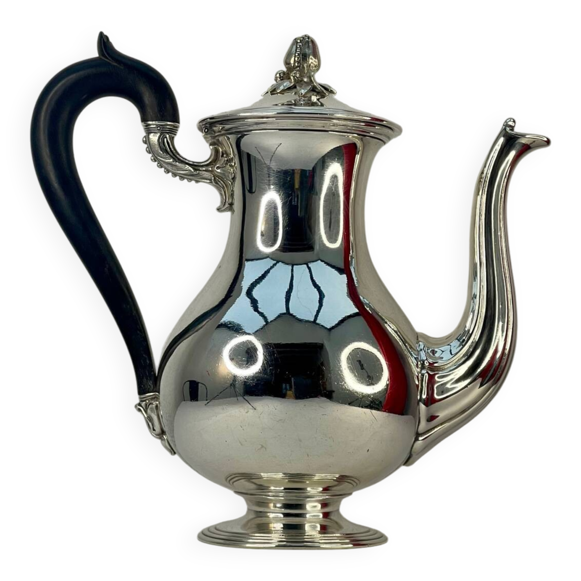 Christofle Silver-Plated Metal Coffee Pot with Blackened Wood Handle