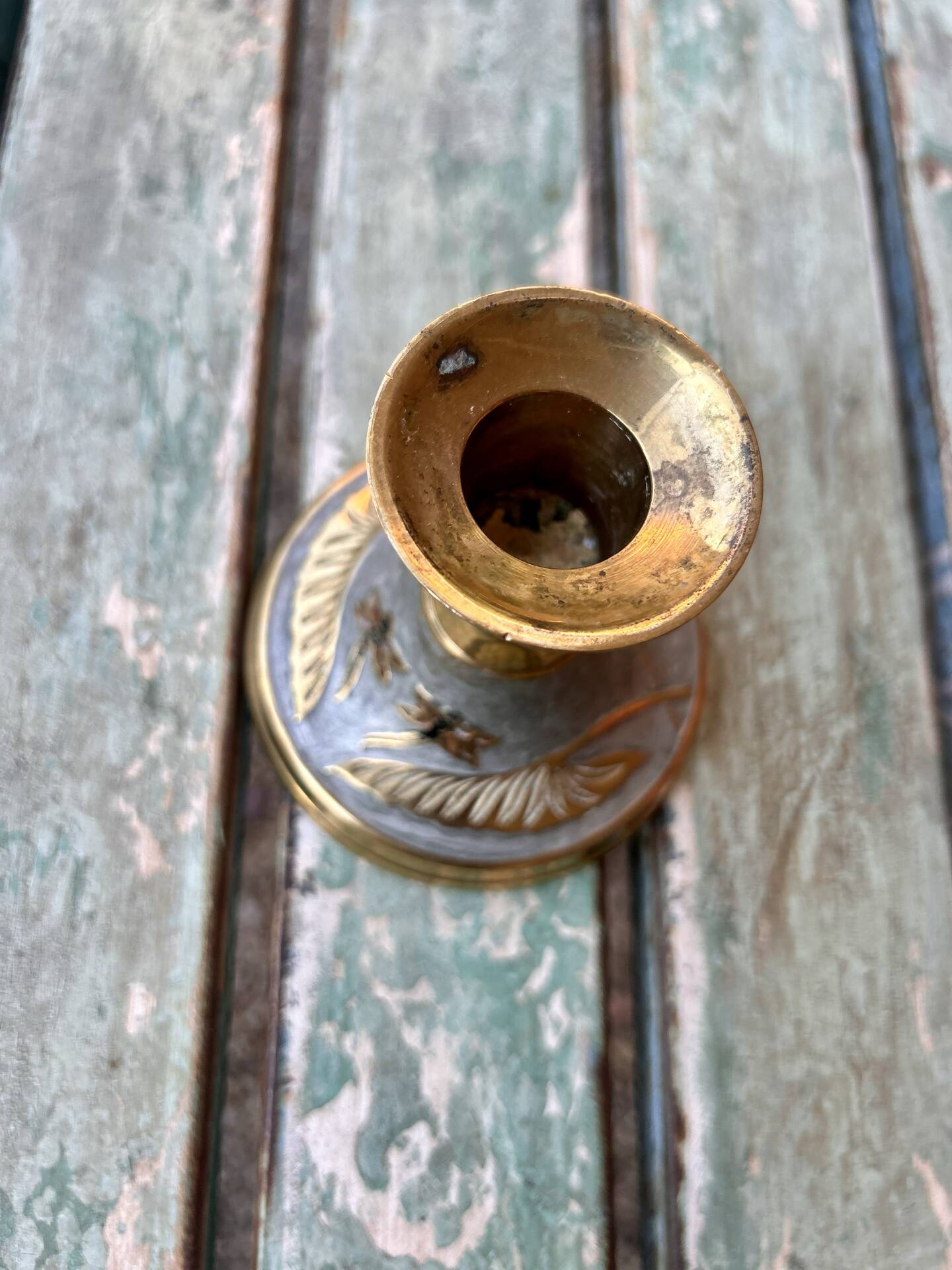 Golden brass candlestick