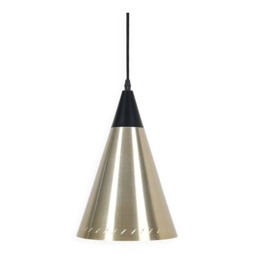 Cone-shaped mid-century pendant lamp / brass/gold finish / Danish Modern design / 1960s