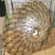 Large vintage pendant lamp in mother-of-pearl and brass