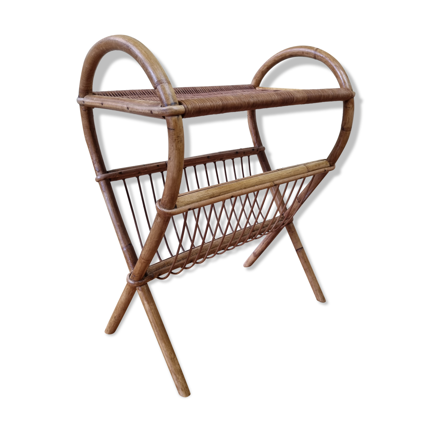 Vintage rattan magazine holders, 50s-60s