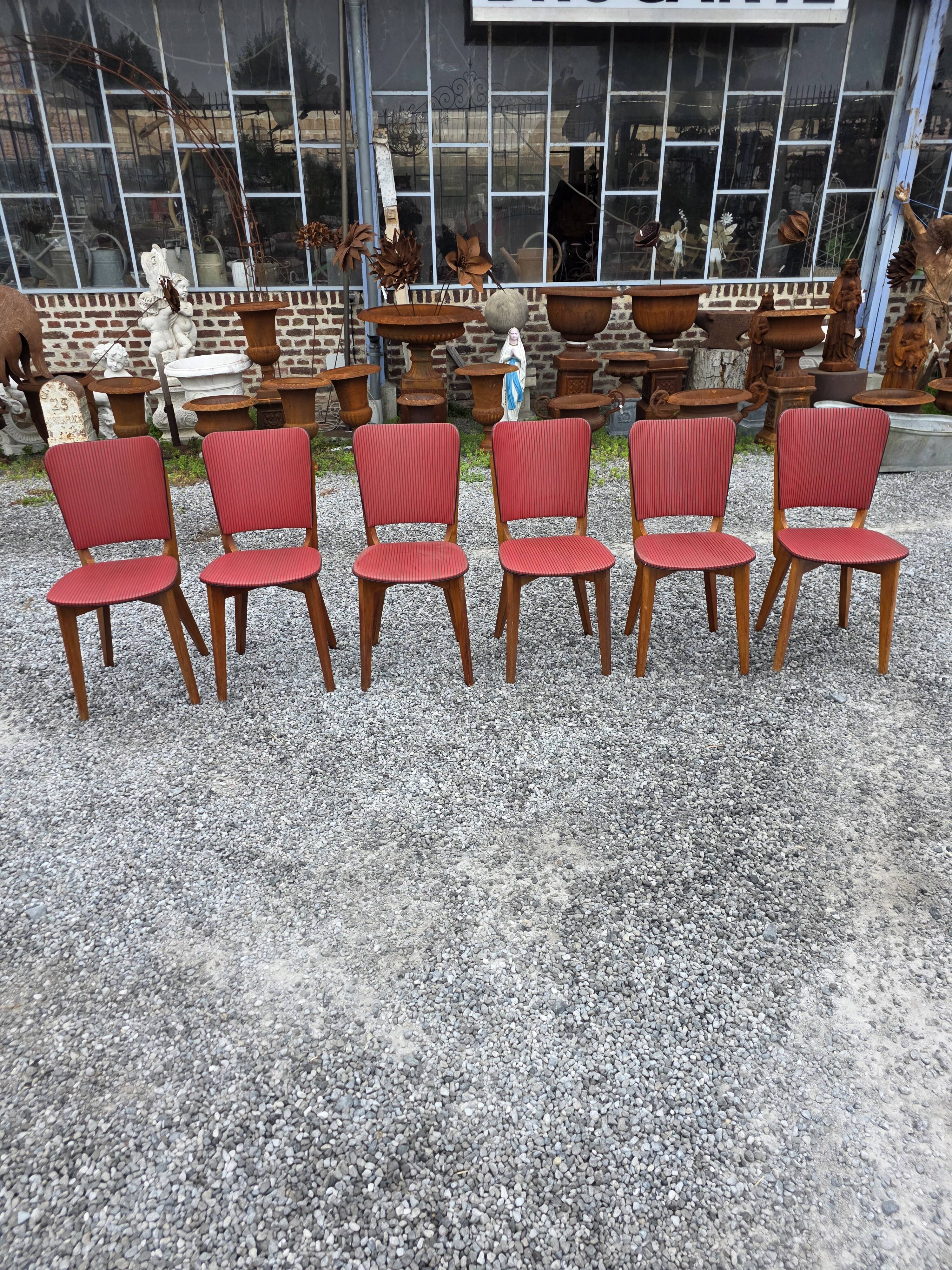 6 vintage oak chairs from the 1960s