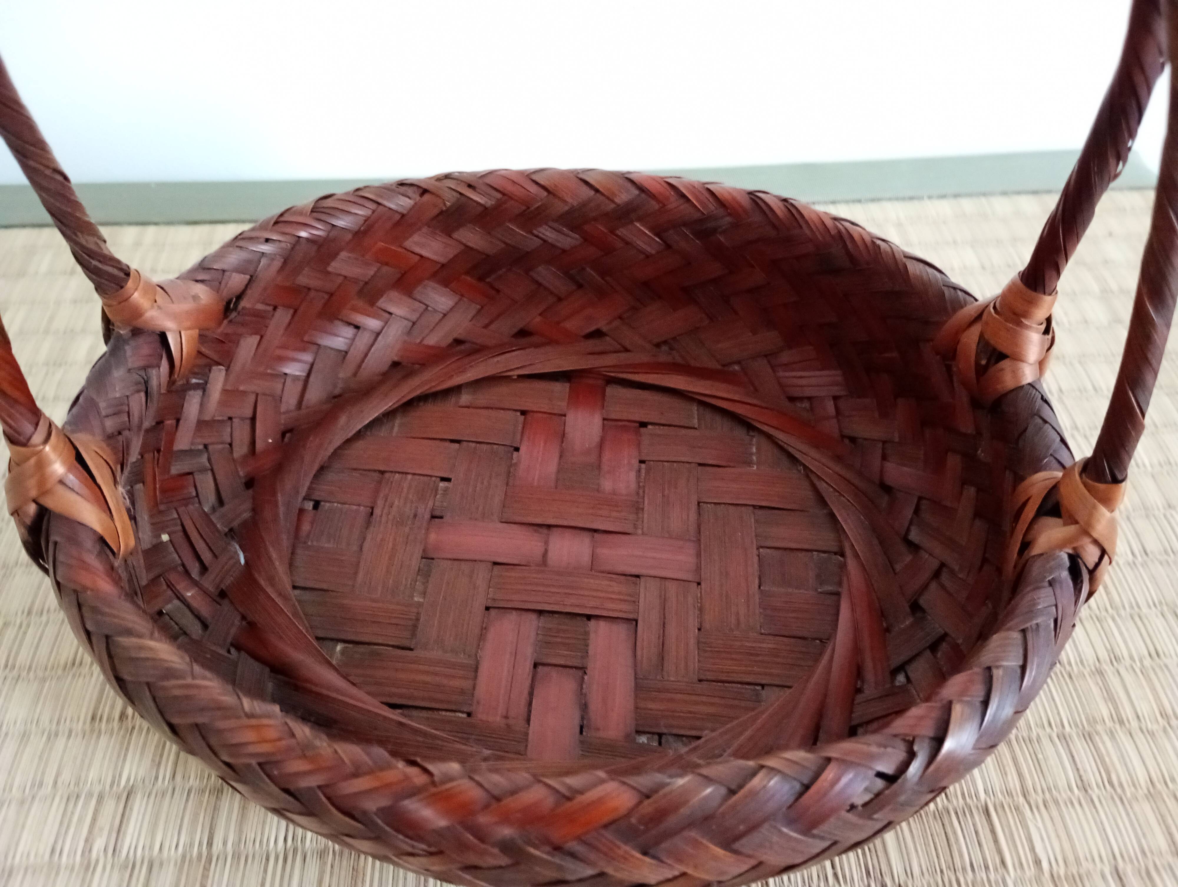 Japanese woven bamboo basket. Ikebana.