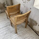 Pair of Baumann chairs beech and cannage