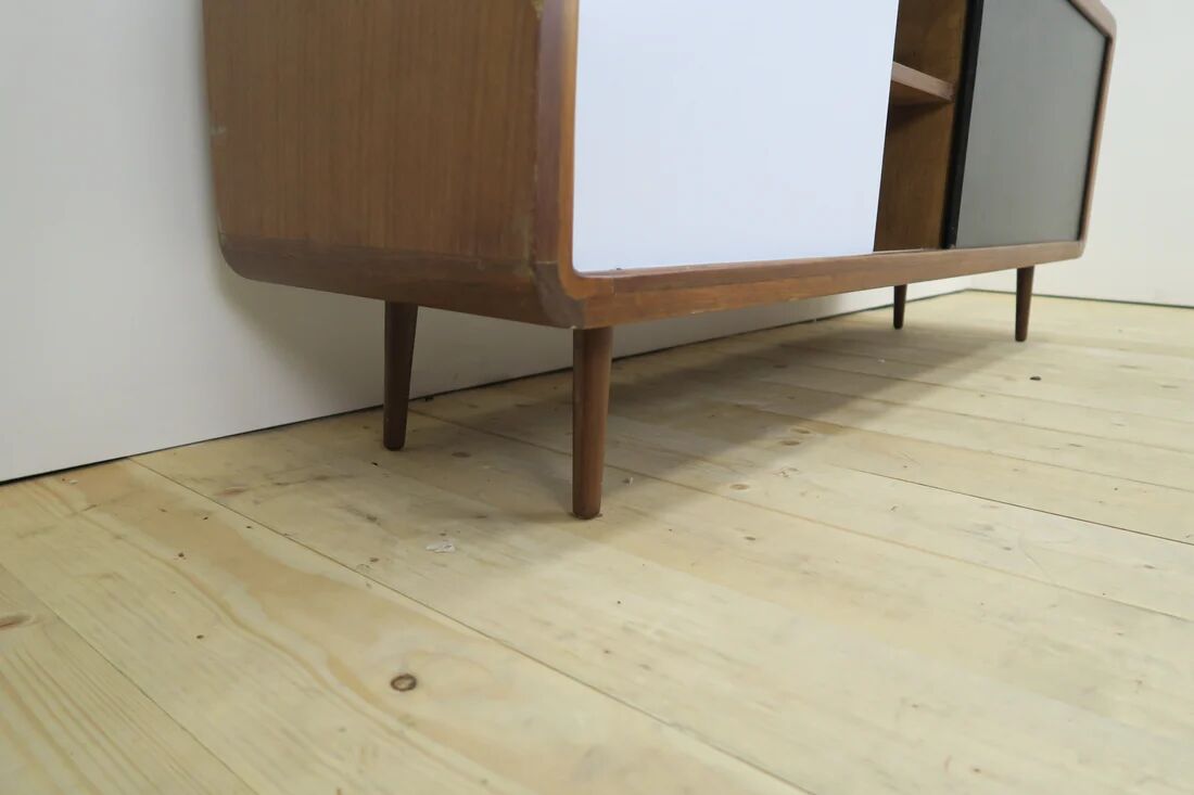 Black and white teak sideboard, 1960s