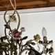 Lustre à décor de Fleurs en Porcelaine et pampilles