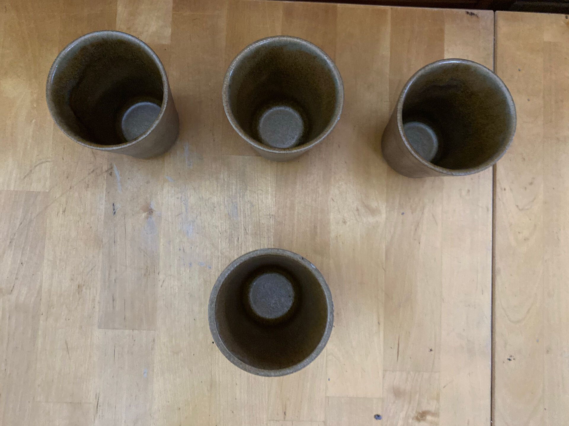 Série de 4 tasses gobelets digoin grès beige made in france vintage #e