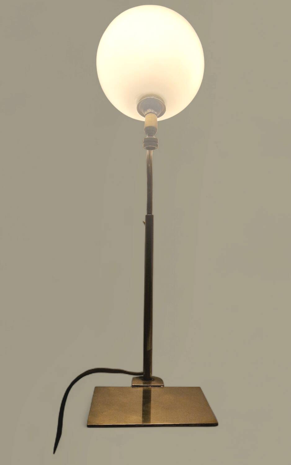 Antique brass and opaline glass lamp – Modernist piece, 1940s