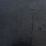 Tableau peinture abstraite monochrome minimaliste noir