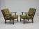 1970s, pair of Danish armchairs, original green furniture wool, oak wood.
