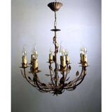 Lustre végétal en métal doré, 1960