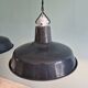 Set of 3 industrial pendant lights in anthracite enameled sheet metal
