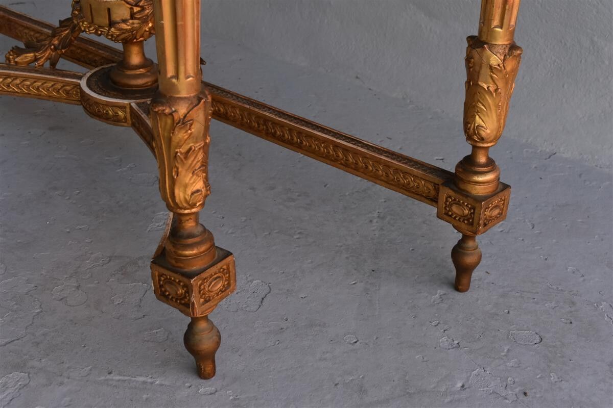 Console time XIX wood and stucco gilded Louis XVI style