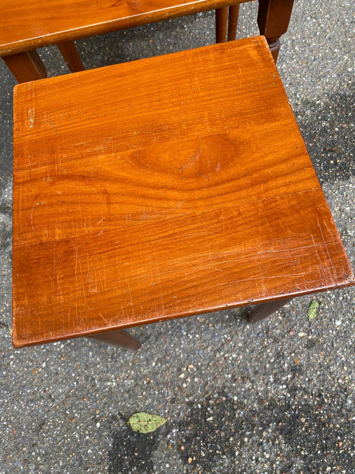 3 Louis XVI nesting coffee tables in solid wood