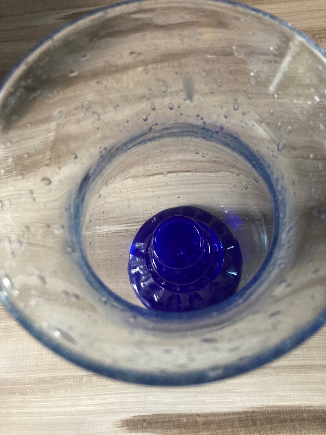 Biot blue bubble glass candle holder