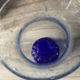 Bougeoir bleu Biot verre bullé