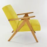 Kompas armchair yellow ribbed velvet
