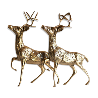 Pair of brass deer