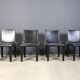 Chaises de salle à manger en cuir noir par Arper Italie, années 1980 - lot de 4