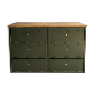 Military enfilade 6 valves solid oak plateau