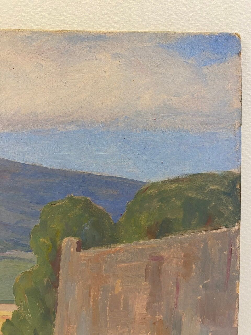 Old painting, Landscape Monts du Lyonnais, signed and dated 1946