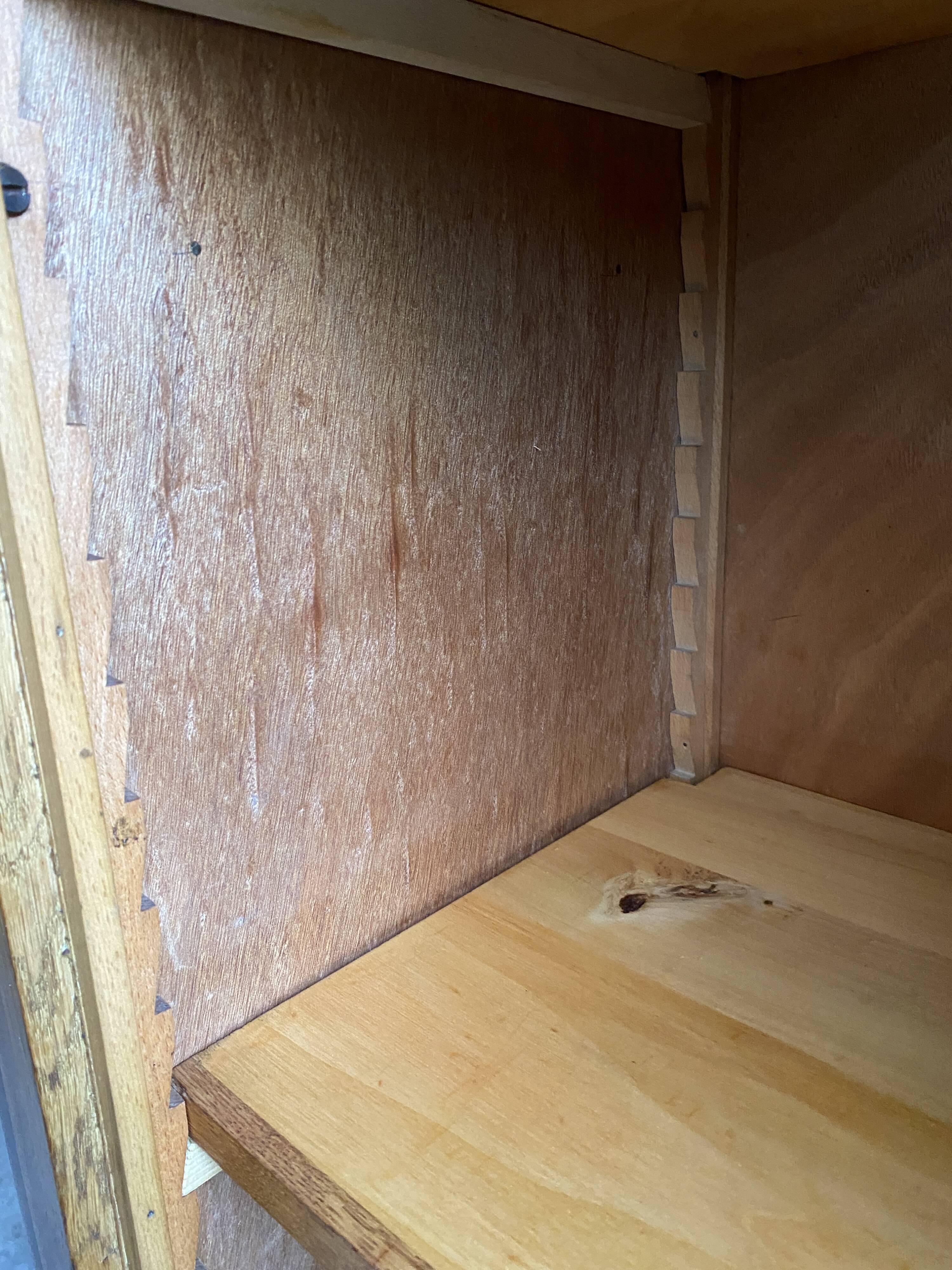 Library / Vintage solid wood sideboard – 3 doors with display cabinet