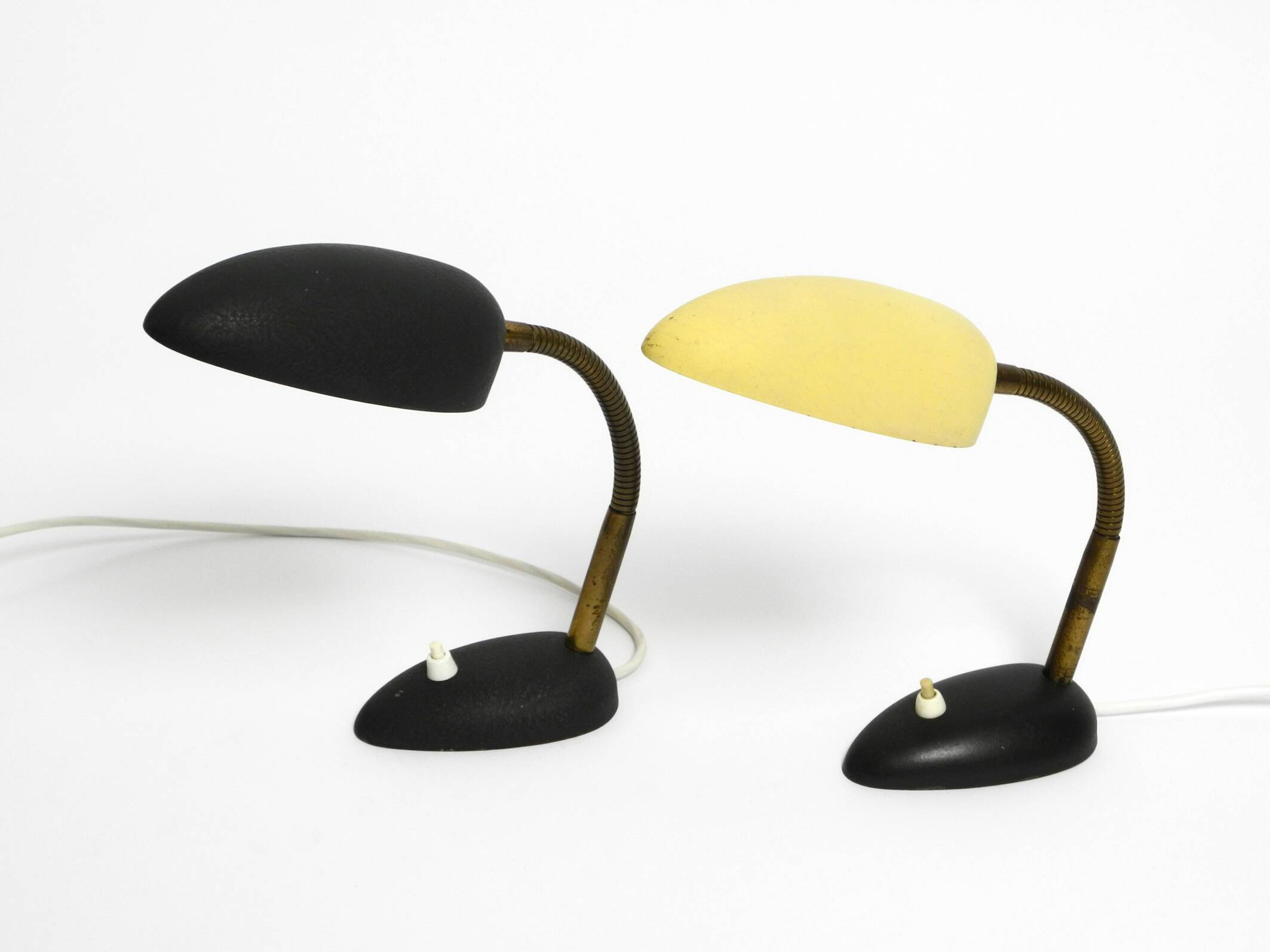 Pair of small 1950s metal table lamps with goosenecks by Gebrüder Cosack