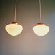 Duo of Art Deco suspensions in white opaline, 1920s-30s
