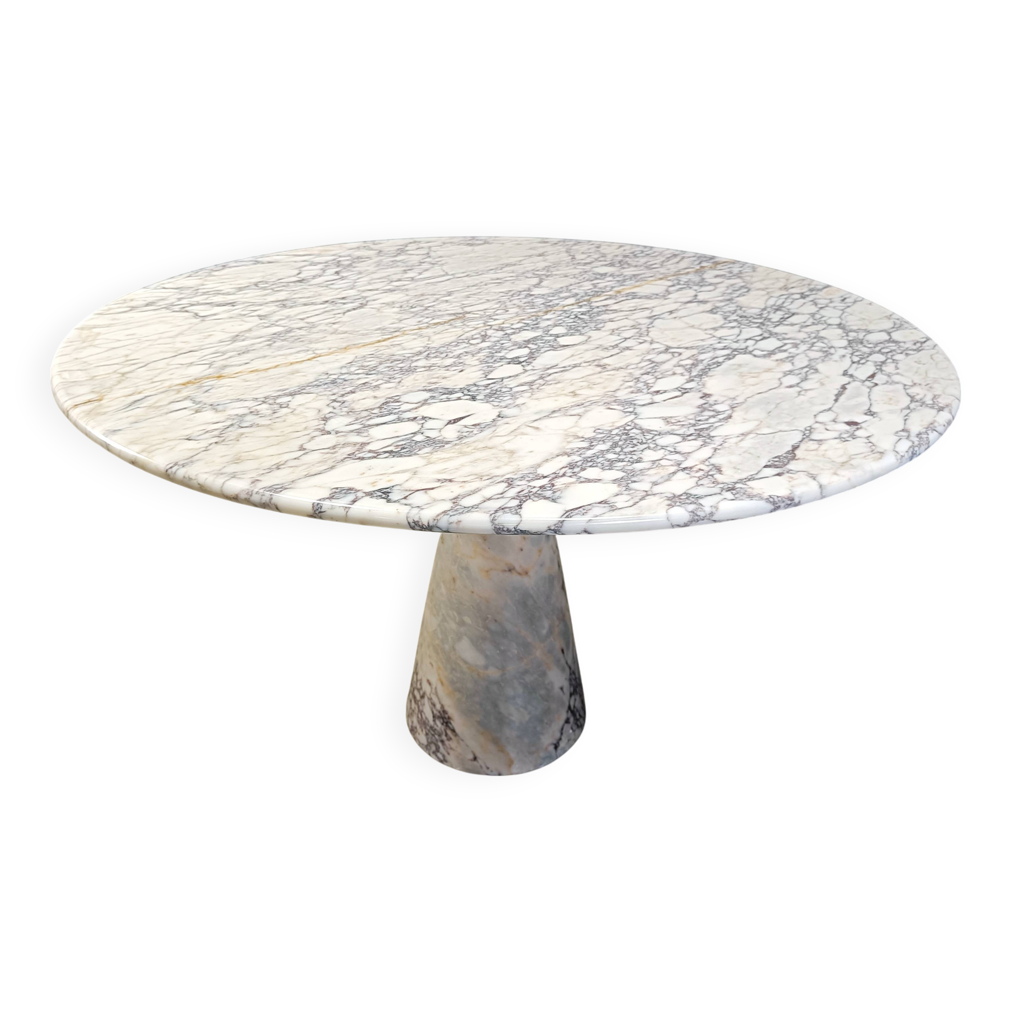Vintage round marble dining table 1970s