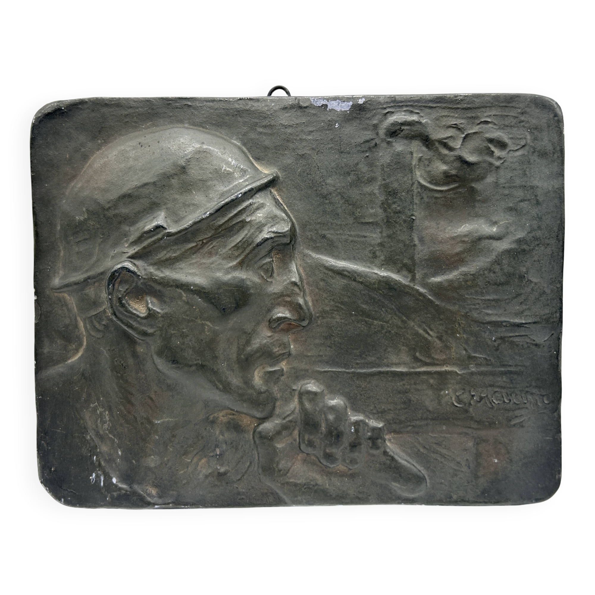 Plaster bas-relief "The Miner" by Constantin Meunier